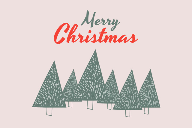 Ontwerpsjabloon van Postcard 4x6in van Thrilled Christmas Holiday Greetings with Firs