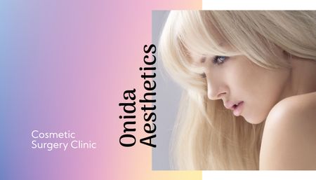 Plantilla de diseño de Anuncio de clínica de cirugía estética con mujer joven y atractiva Business Card US 