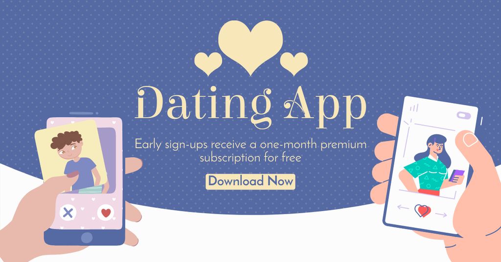 Free One-Month Dating App Subscription Facebook AD Šablona návrhu