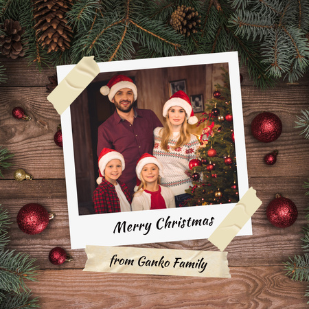 Plantilla de diseño de saludo de navidad con linda familia Instagram 