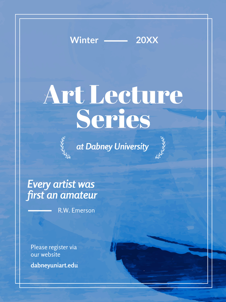 Art Lecture Series Brushes and Palette in Blue Poster US Πρότυπο σχεδίασης