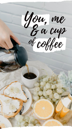 Designvorlage Delicious Breakfast with Coffee and Sandwiches für Instagram Video Story