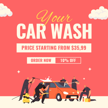 Discount on Car Wash Services with Professional Staff Instagram Design Template