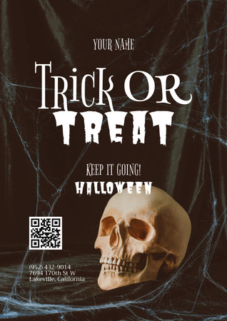 Halloween Sale Ad with Skull Poster Design Template