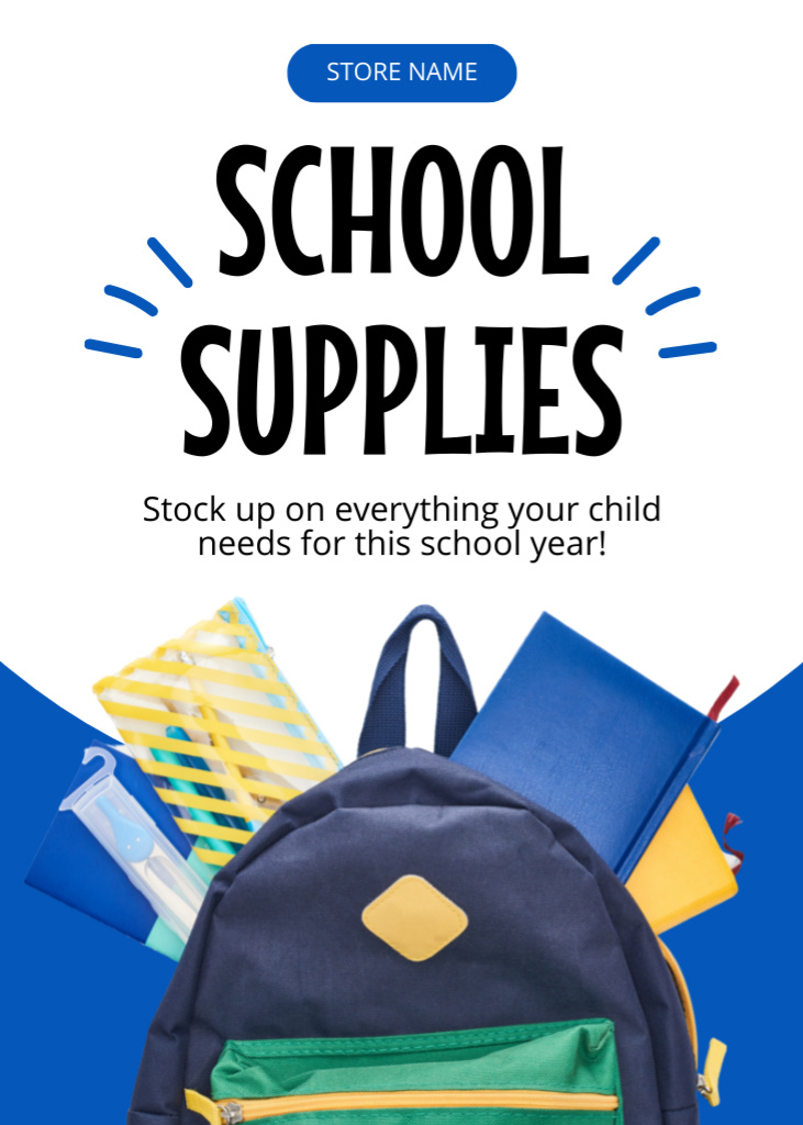 Kids School Supplies Sale Announcement Flayerデザインテンプレート