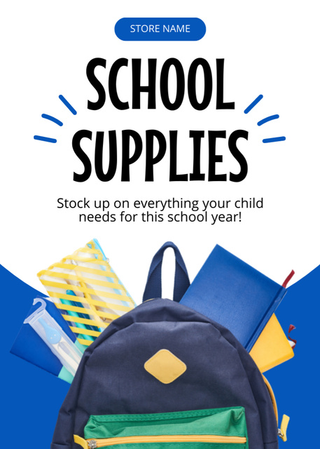 Kids School Supplies Sale Announcement Flayer – шаблон для дизайну