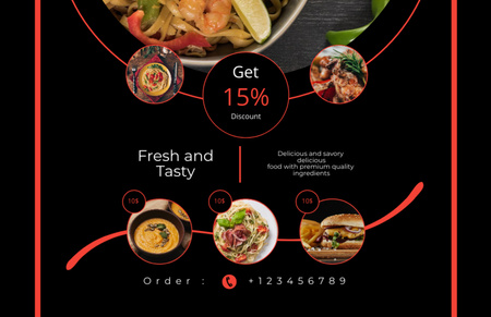 Order Delicious and Fresh Food Flyer 5.5x8.5in Horizontal Design Template