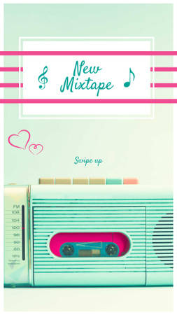 Modèle de visuel New Mixtape Ad with Vintage Radio - Instagram Story
