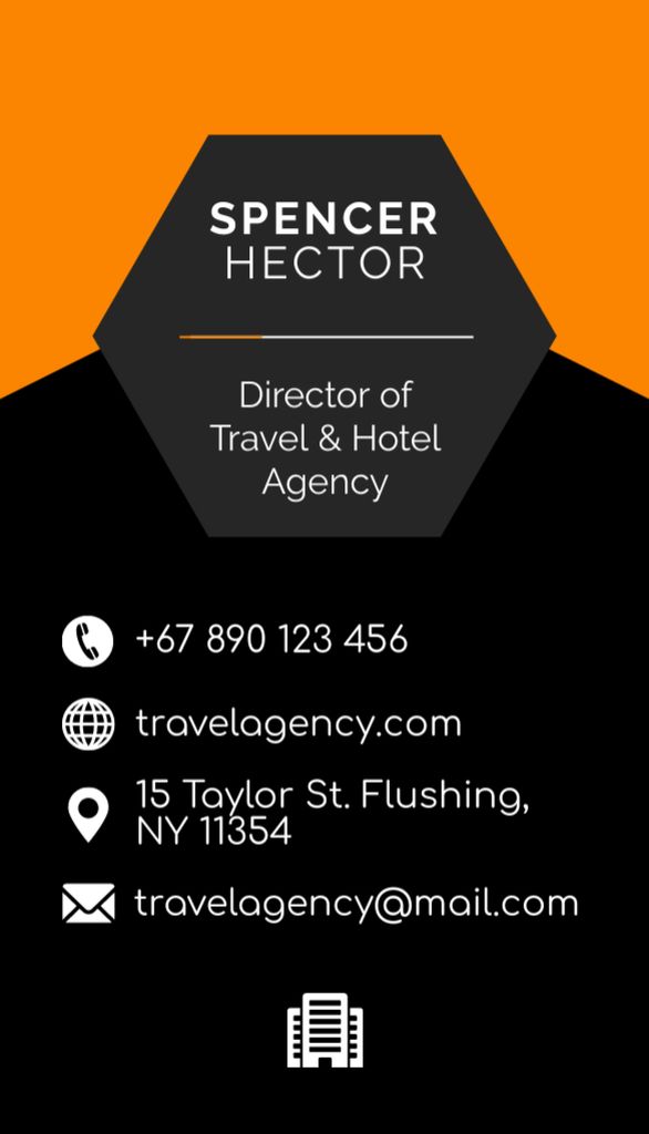 Travel & Hotel Agency Offer Business Card US Vertical Design Template