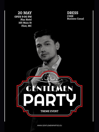 Invitation to Gentlemen Party with Stylish Man Poster 36x48in Design Template