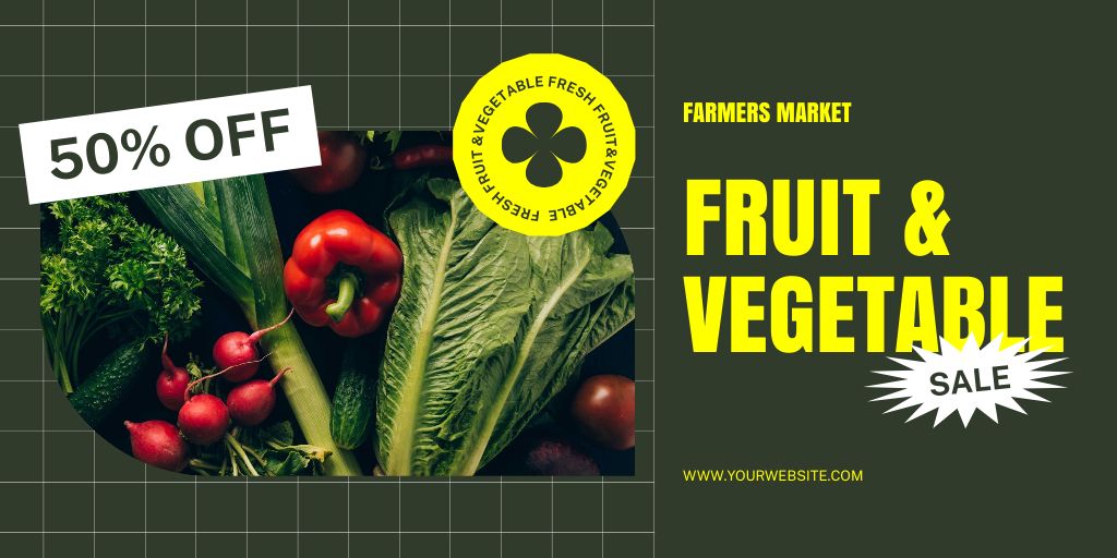 Sale of Fresh Vegetables and Fruits from Farm Twitter Modelo de Design