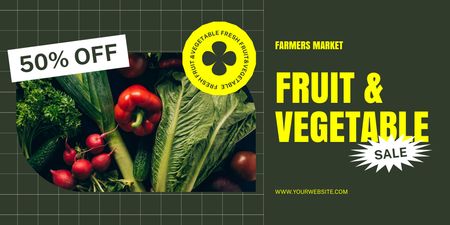 Platilla de diseño Sale of Fresh Vegetables and Fruits from Farm Twitter