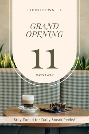Designvorlage Countdown zur großen Eröffnung des stilvollen Cafés für Pinterest
