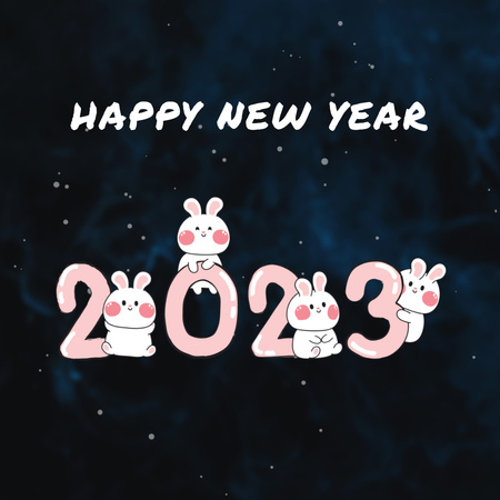 Modèle de visuel Lapins mignons pour les félicitations des vacances du Nouvel An - Animated Post