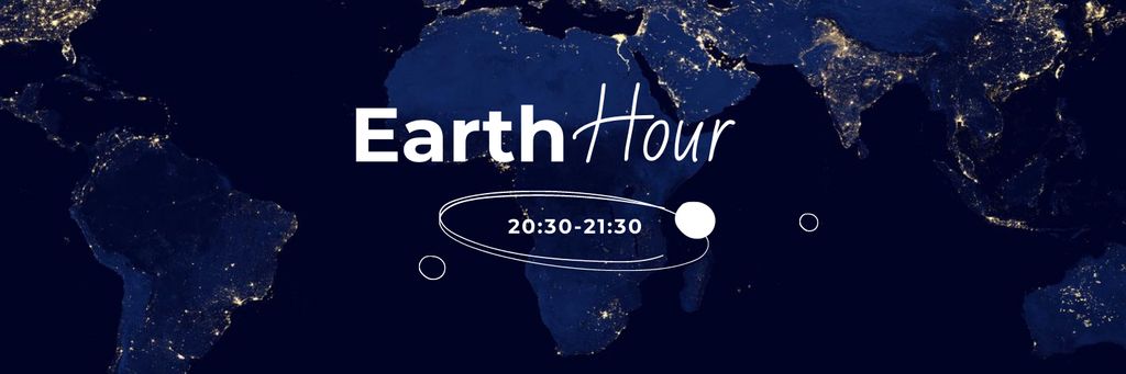 Plantilla de diseño de Earth Hour Announcement with Night Continents Twitter 