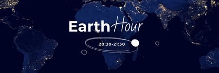 Earth Hour Announcement with Night Continents Twitter Design Template