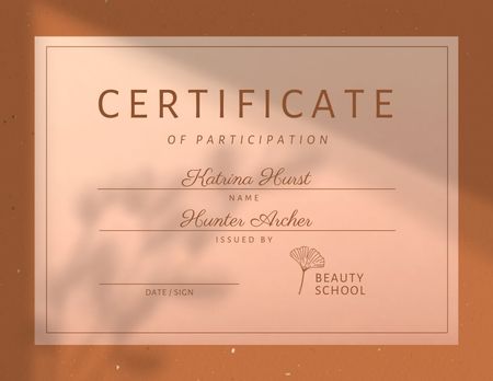 ocenění za přínos v kosmetické škole Certificate Šablona návrhu