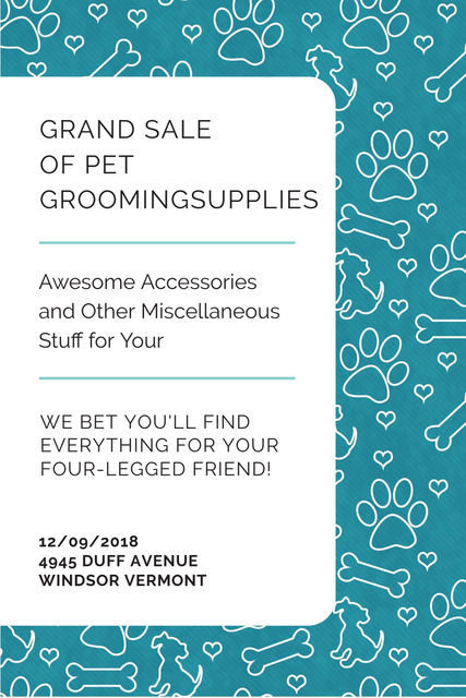 Ontwerpsjabloon van Pinterest van Grand sale of pet grooming supplies