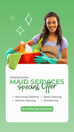Professional Maid Cleaning Service With Discount And Options Instagram Video Story Modelo de Design