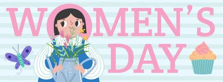 Women's day greeting with Girl illustration Facebook cover Design Template