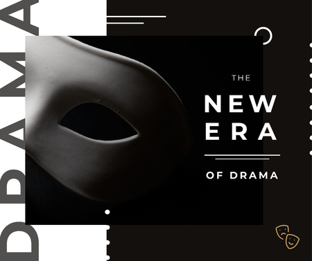 színházi dráma fehér maszk Facebook tervezősablon