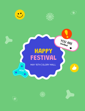 Festival and Party Announcement Invitation 13.9x10.7cm Design Template