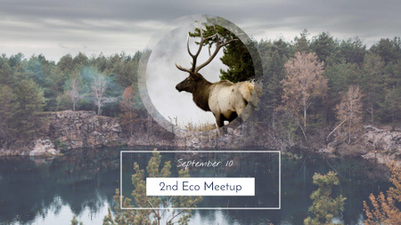 Template di design cervi in habitat naturale FB event cover