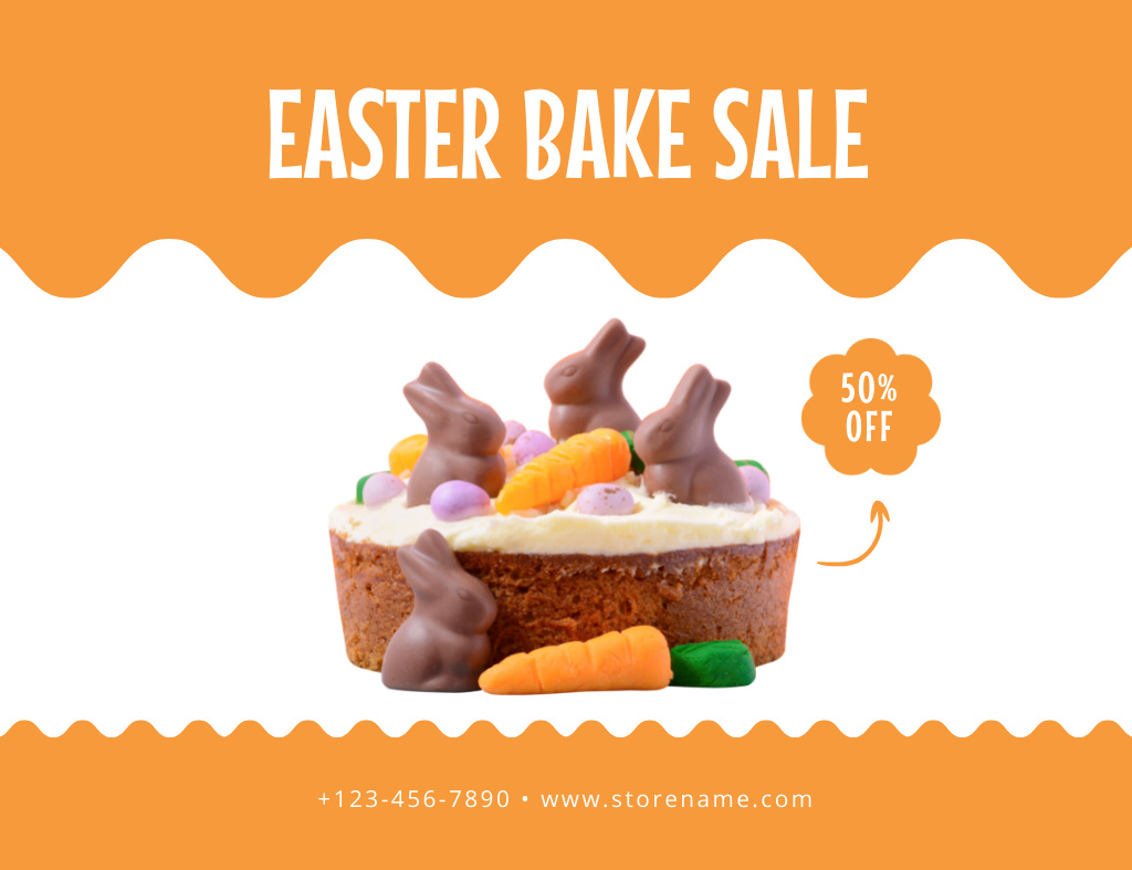 Modèle de visuel Festive Easter Bake Sale - Thank You Card 5.5x4in Horizontal