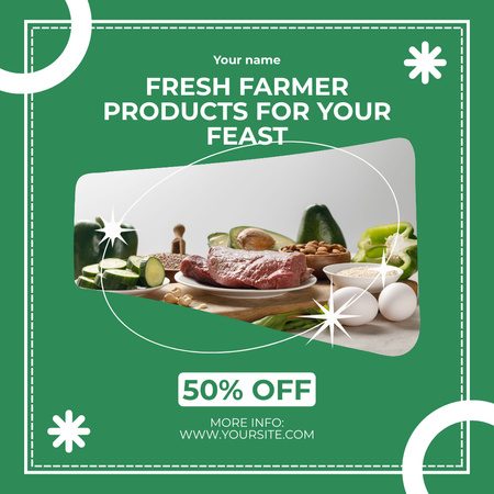 Announcement of Sale of Farm Eggs and Meat Instagram Design Template