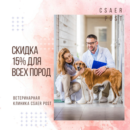 Vet taking care of Dog in Clinic Instagram AD – шаблон для дизайна