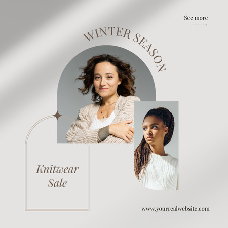 Winter Sale Knitted Clothes in Pastel Colors Instagram AD Tasarım Şablonu