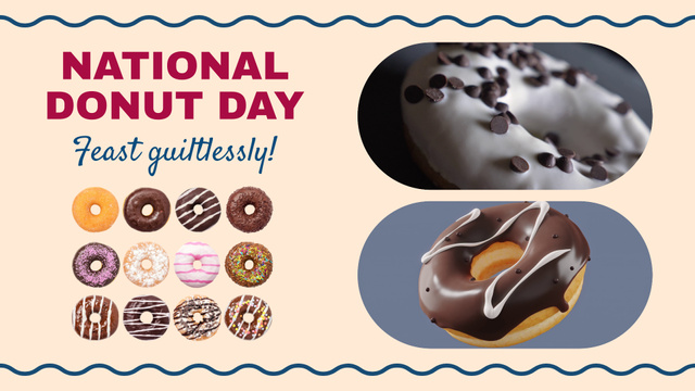 National Donut Day With Wide-range Of Glazed Doughnuts Full HD video Design Template