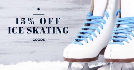 Plantilla de diseño de oferta de patinaje artístico con patines sobre hielo Facebook AD 