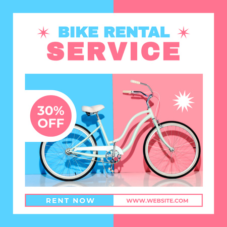 Bicycles for Rent Offer on Blue and Pink Instagram AD Design Template