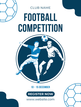 Modèle de visuel Annonce de compétition de football avec des joueurs de football - Poster US