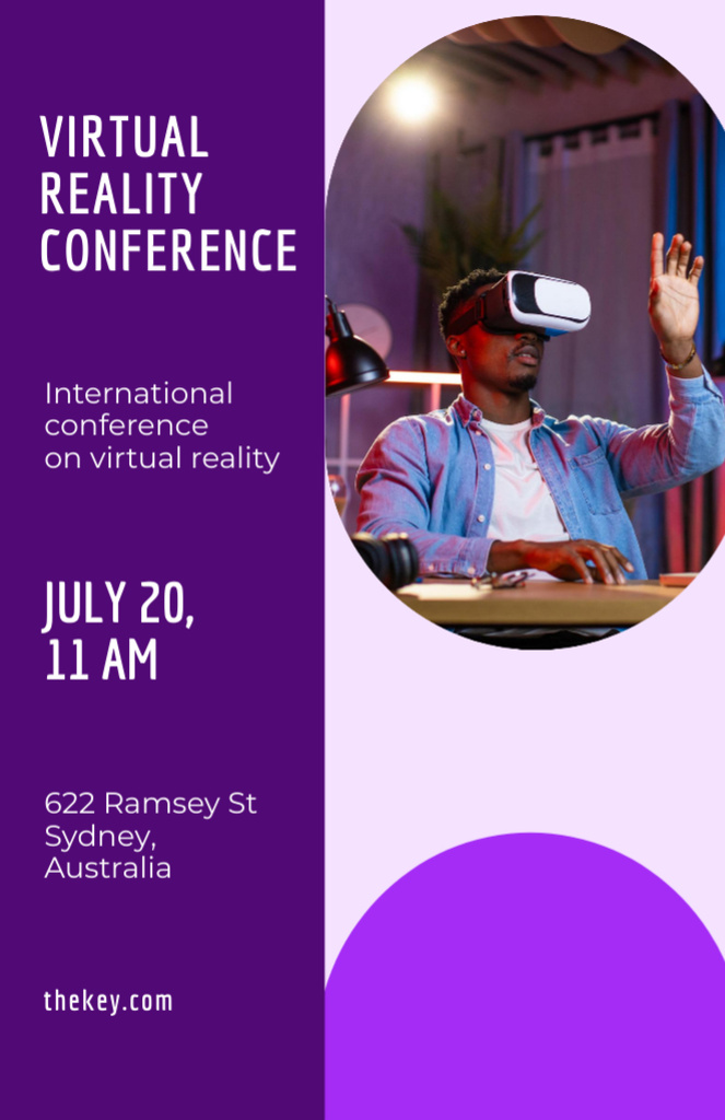 Platilla de diseño Virtual Reality Conference with Black Man in Office Invitation 5.5x8.5in