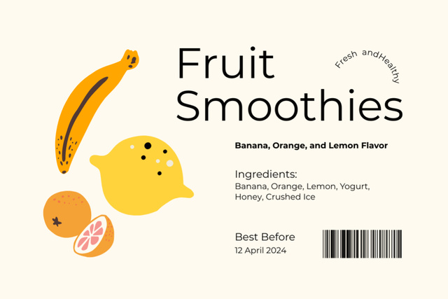 Exotic Fruits Smoothie Label Design Template