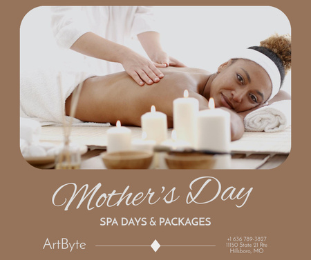 Woman in Spa Salon on Mother's Day Facebook Design Template