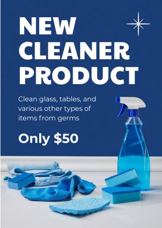 Cleaner Product Ad with Blue Cleaning Kit Flayer tervezősablon