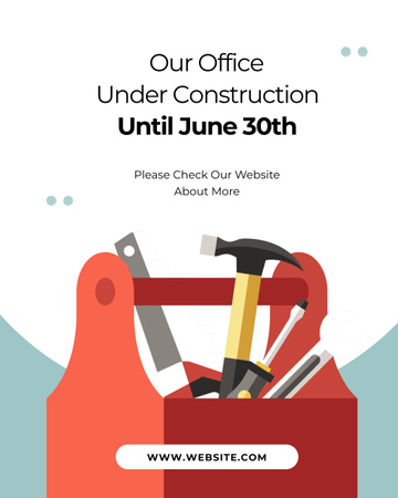Modèle de visuel Annonce de fermeture de bureau pour rénovation - Instagram Post Vertical