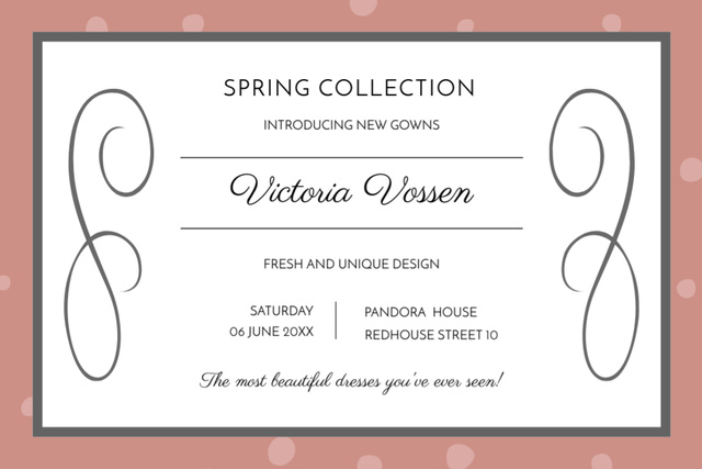 Fashion Spring Collection Advertisement on Pink Flyer 4x6in Horizontal Design Template
