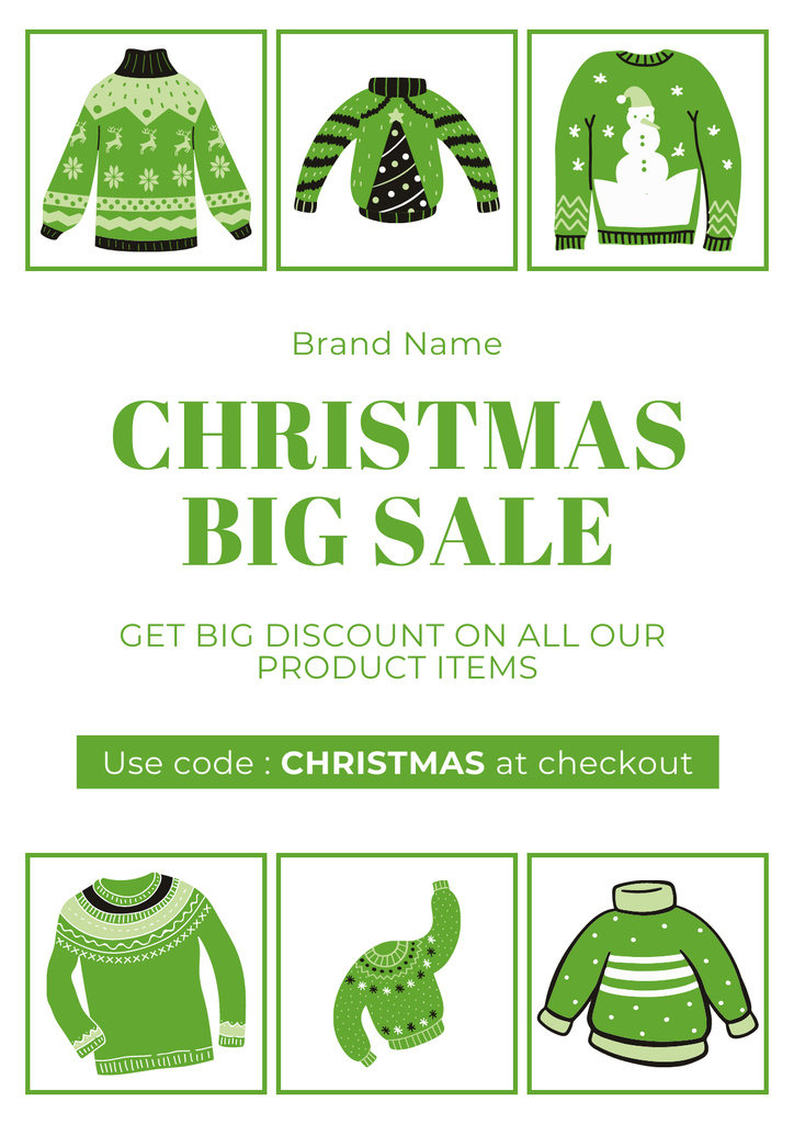 Clothing Christmas Sale Announcement Poster Design Template