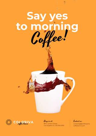 Cup of Morning Coffee Poster A3 Design Template