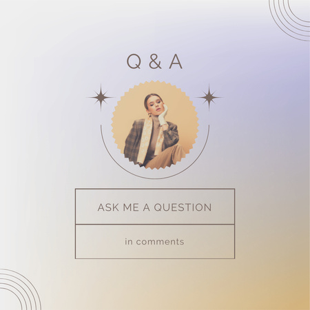 Tab for Asking Questions with Stylish Young Woman Instagram Design Template