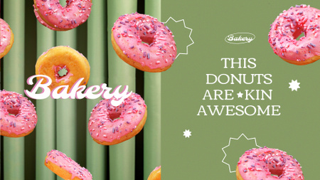 Bakery Ad with Pink Donuts Full HD video Tasarım Şablonu