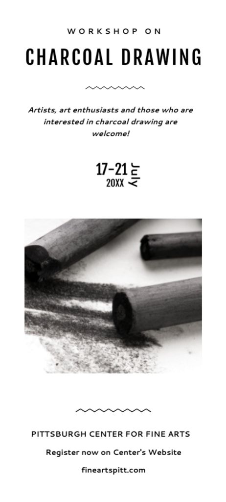 Drawing Workshop Announcement In Black And White Invitation 9.5x21cm – шаблон для дизайну