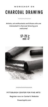 Plantilla de diseño de Drawing Workshop Announcement In Black And White Invitation 9.5x21cm 