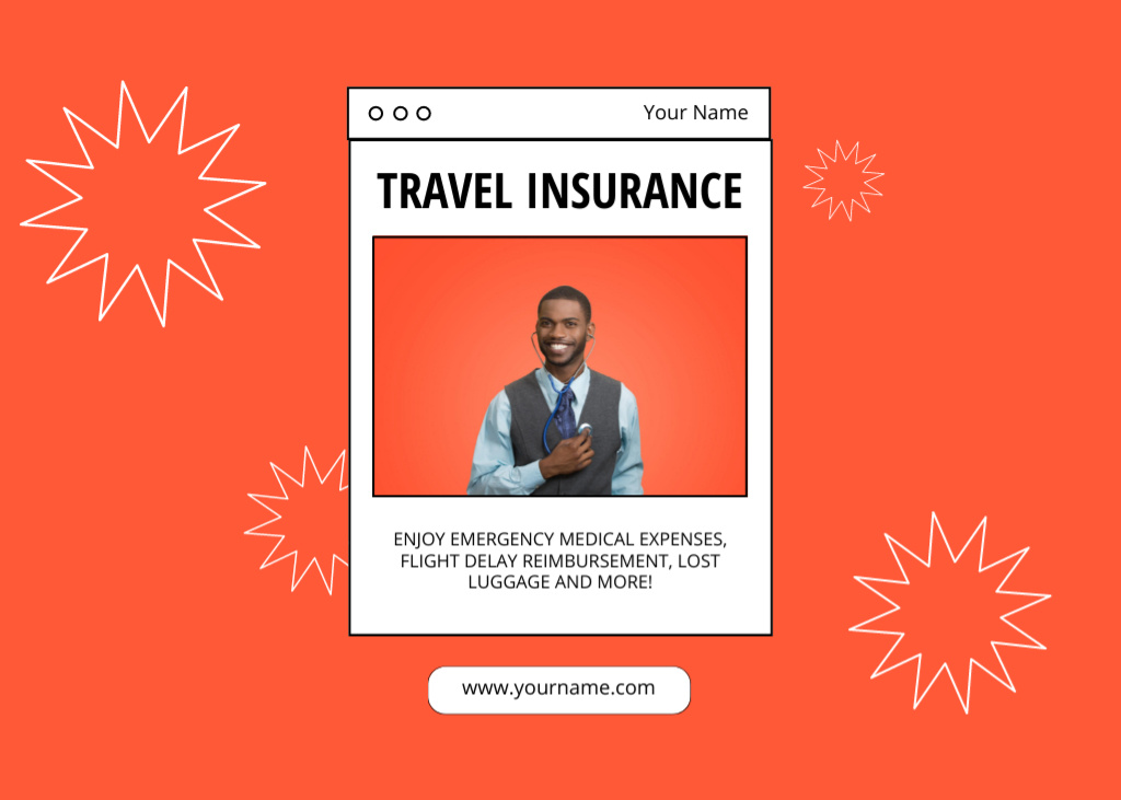 Travel Insurance Offer with White Frame Flyer 5x7in Horizontalデザインテンプレート