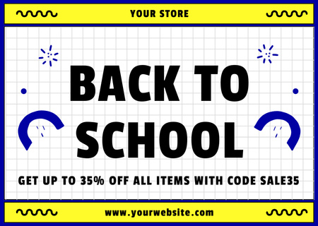 Discount Code Offer for School Items Card Design Template