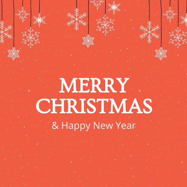 Template di design Christmas Holiday Greeting with Cute Snowflakes on Red Instagram